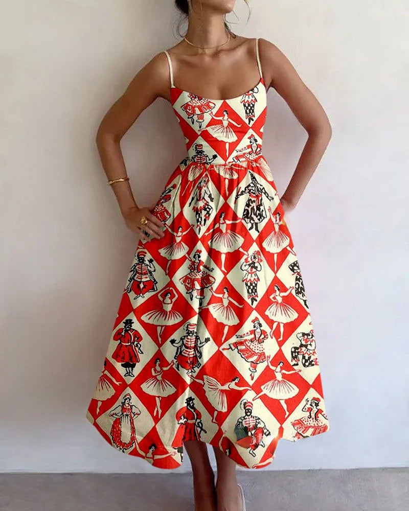 Ariala™ | Diamond Print Strap Dress