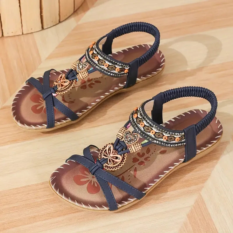 Milano™ | Elegant Floral Sandals with Rhinestone Butterfly