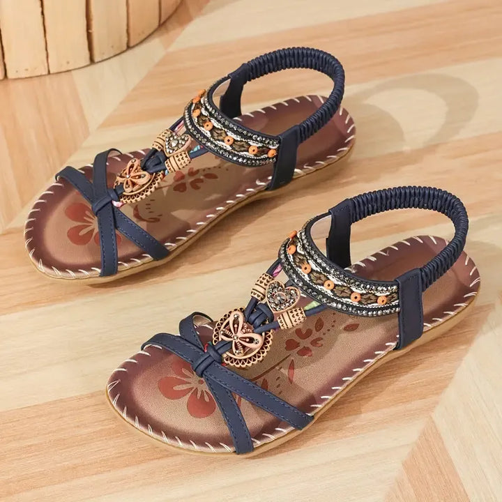 Milano™ | Elegant Floral Sandals with Rhinestone Butterfly
