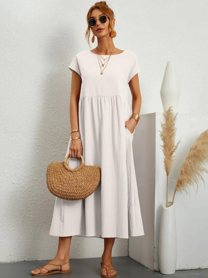Anro™ | Essential Cotton and Linen Dress with Elegant Style