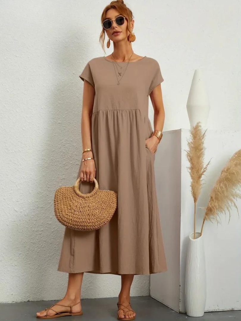 Anro™ | Essential Cotton and Linen Dress with Elegant Style