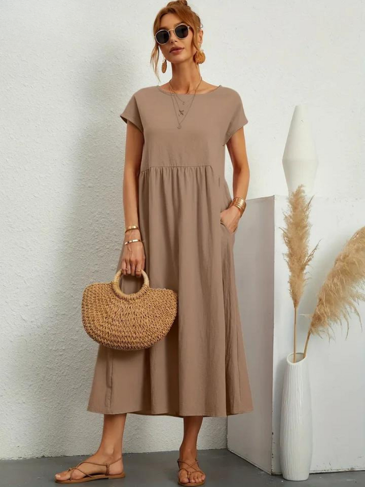 Anro™ | Essential Cotton and Linen Dress with Elegant Style