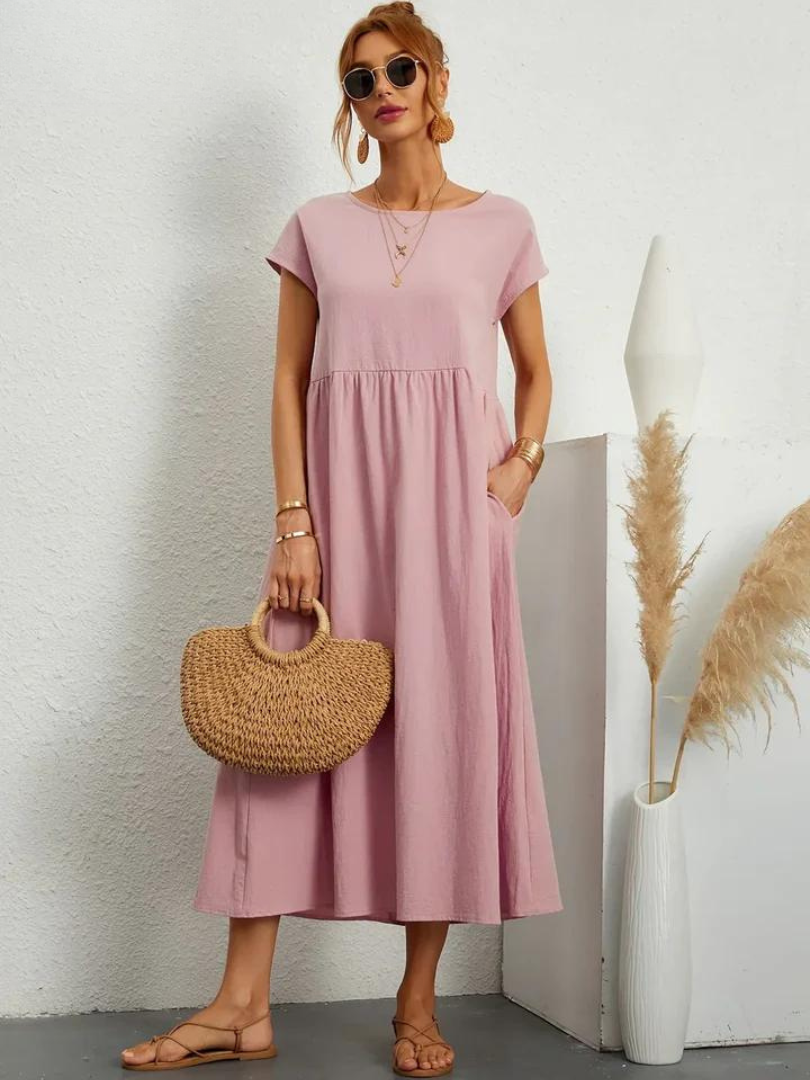 Anro™ | Essential Cotton and Linen Dress with Elegant Style