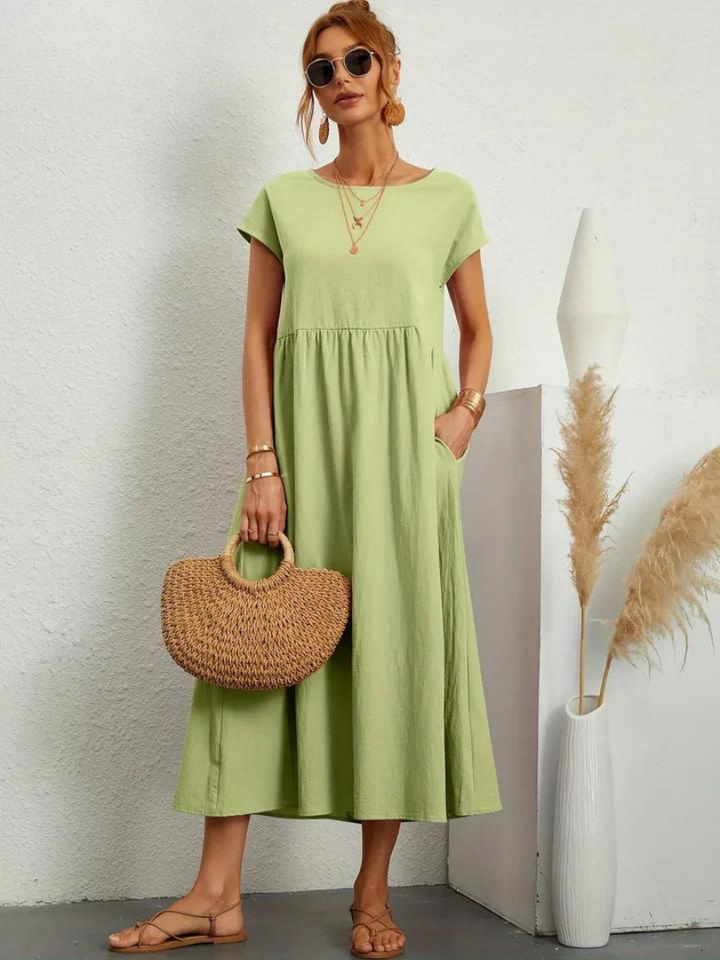 Anro™ | Essential Cotton and Linen Dress with Elegant Style