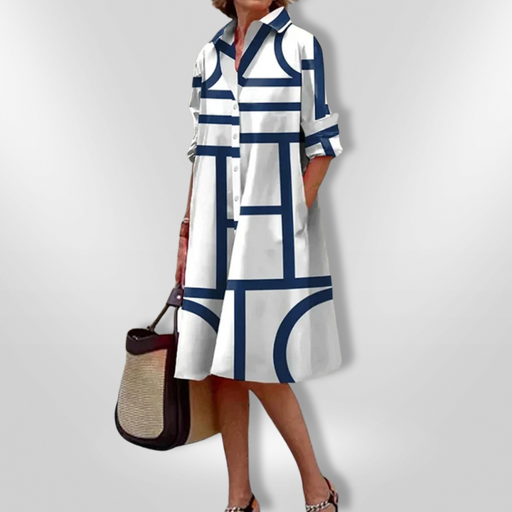 Avénis™ | Midi Dress with Geometric Pattern