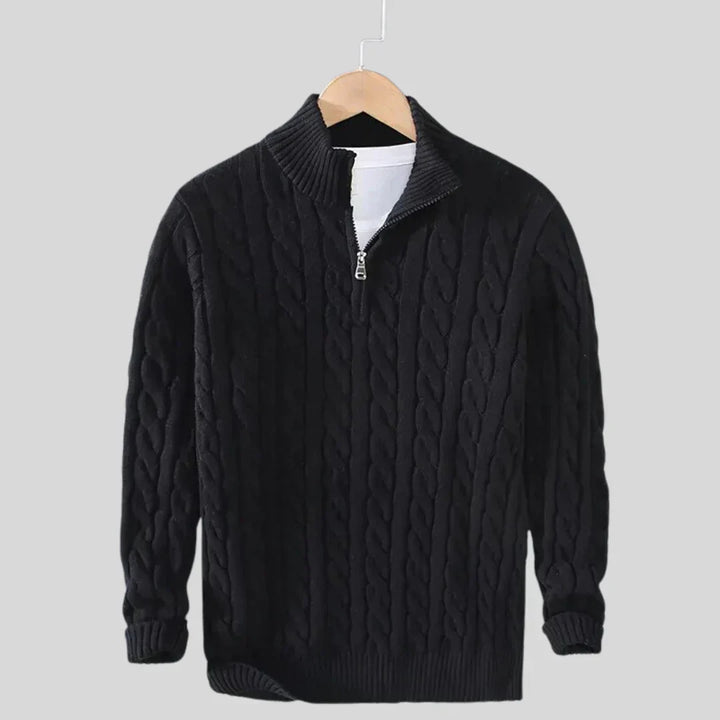 Zip Up Cable Sweater