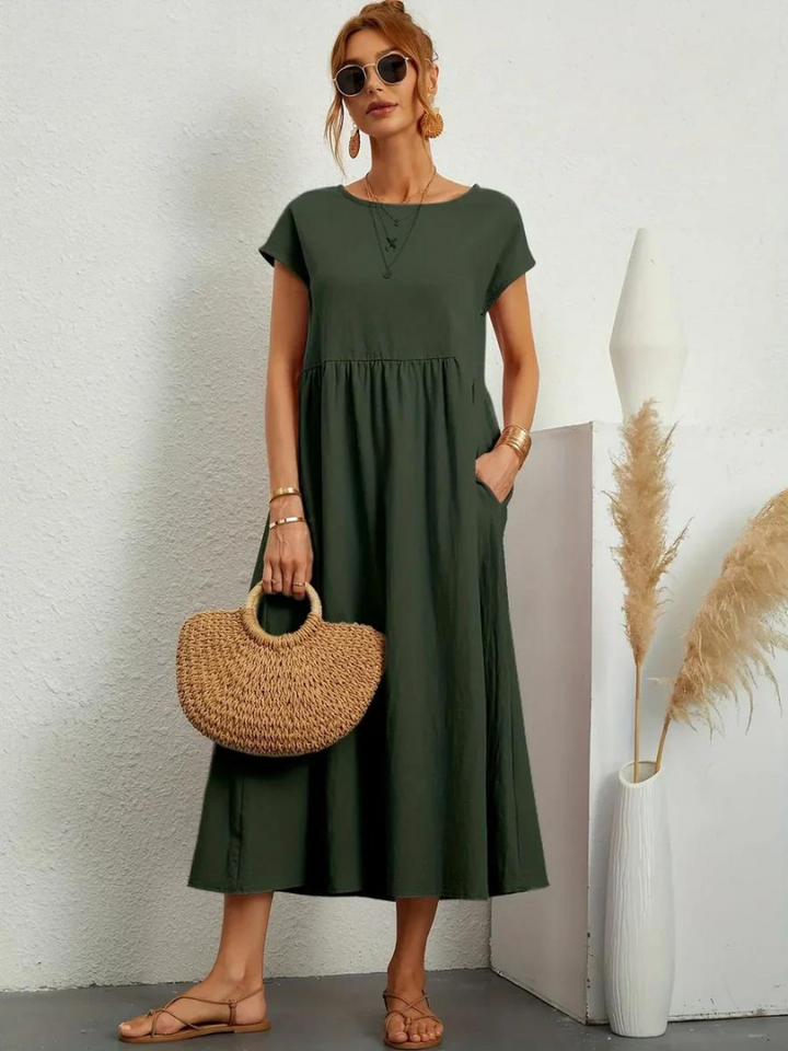 Anro™ | Essential Cotton and Linen Dress with Elegant Style
