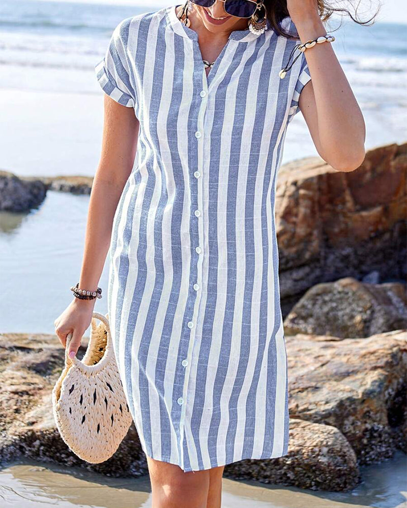Daphyne™ | Elegant Striped Shirt Dress