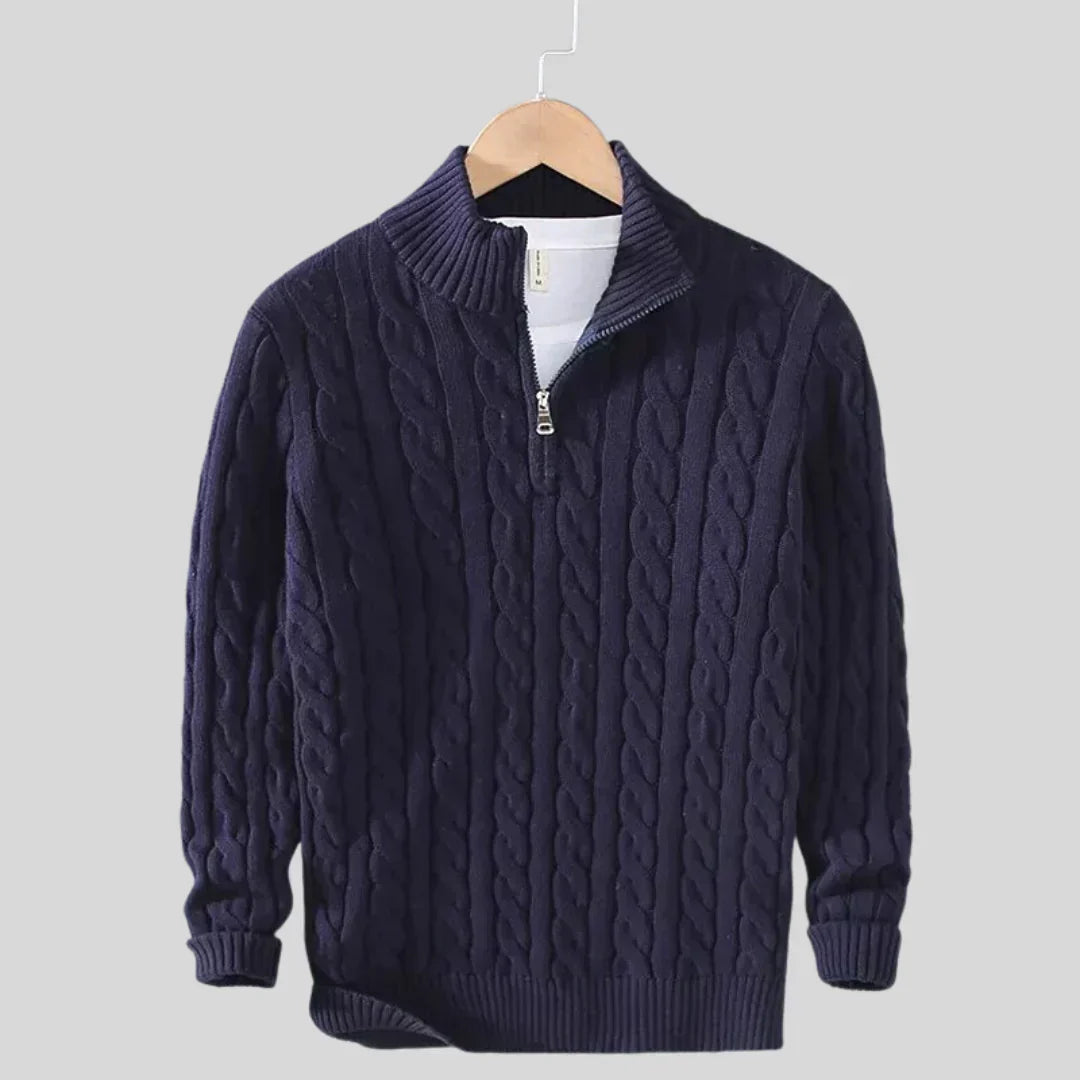 Zip Up Cable Sweater