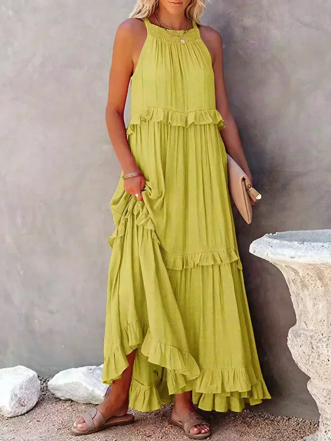 Sofia™ | Ruffled Halter Maxi Dress (Almost Sold Out)
