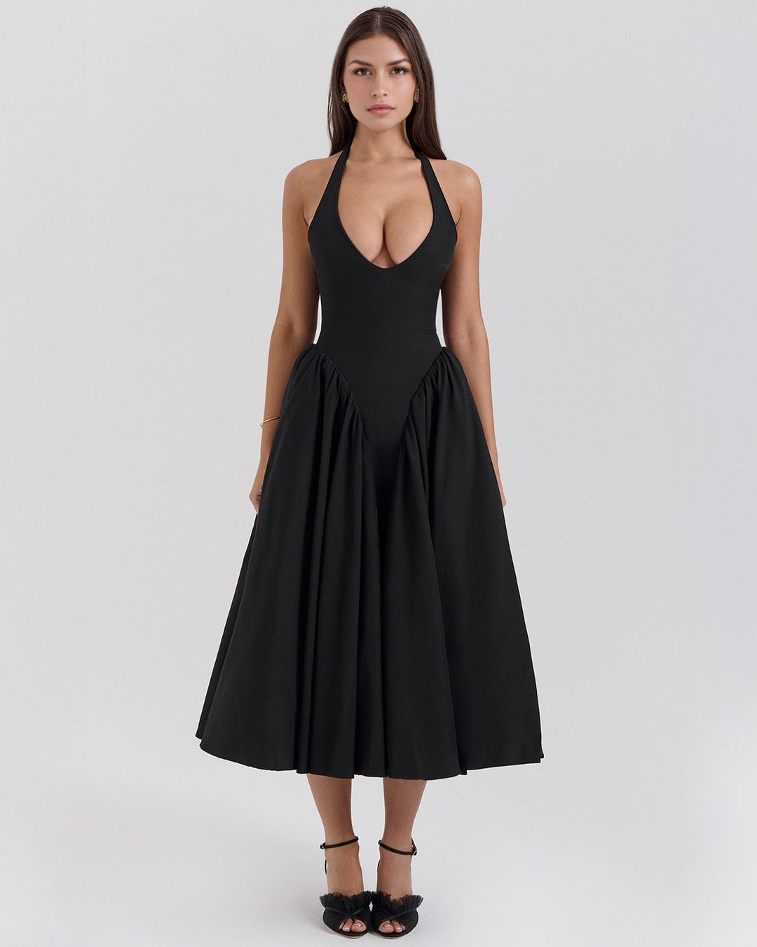 Ninaa™ | Red Midi Dress with Iconic Style