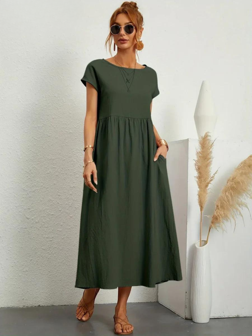 Anro™ | Essential Cotton and Linen Dress with Elegant Style