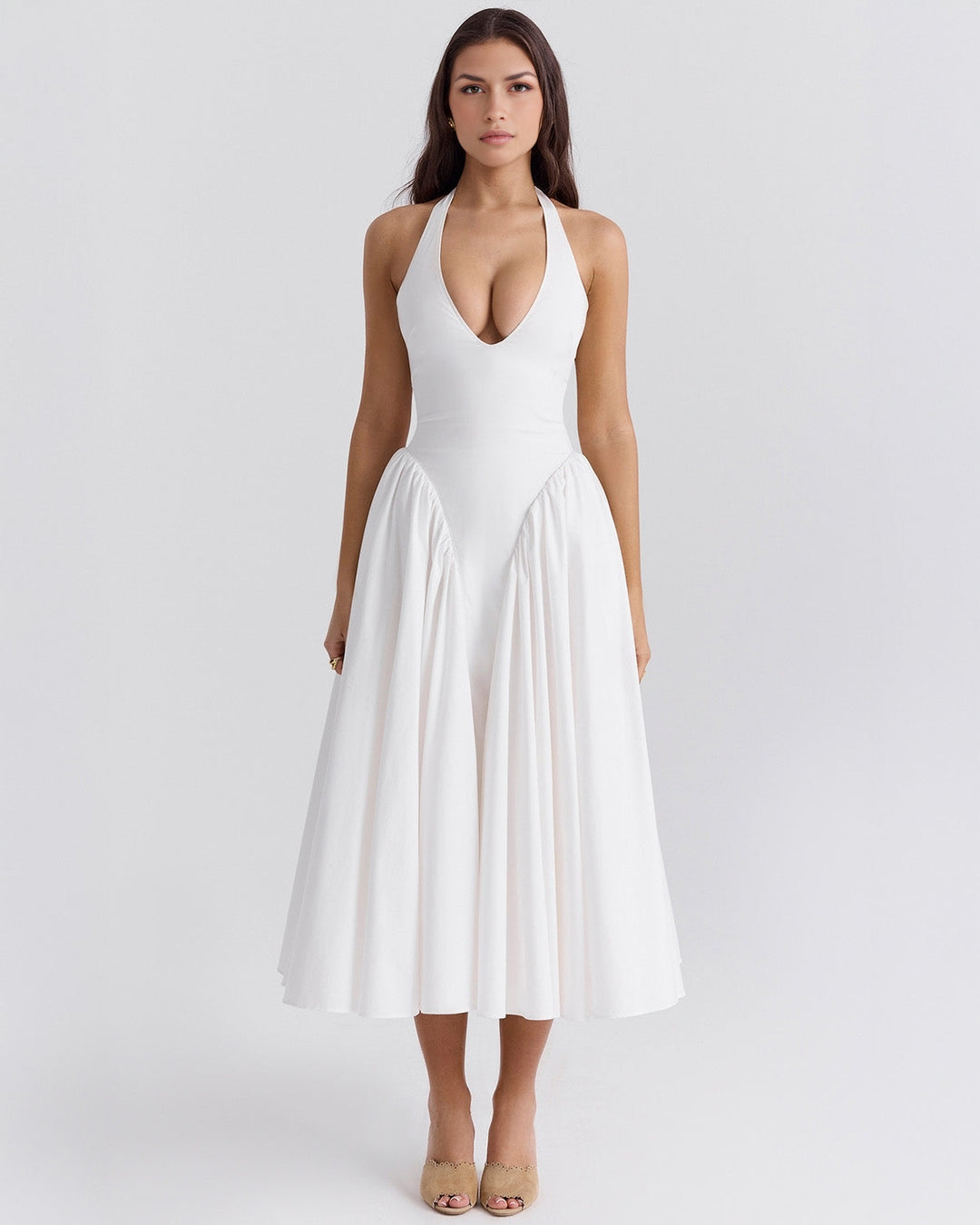 Ninaa™ | Red Midi Dress with Iconic Style