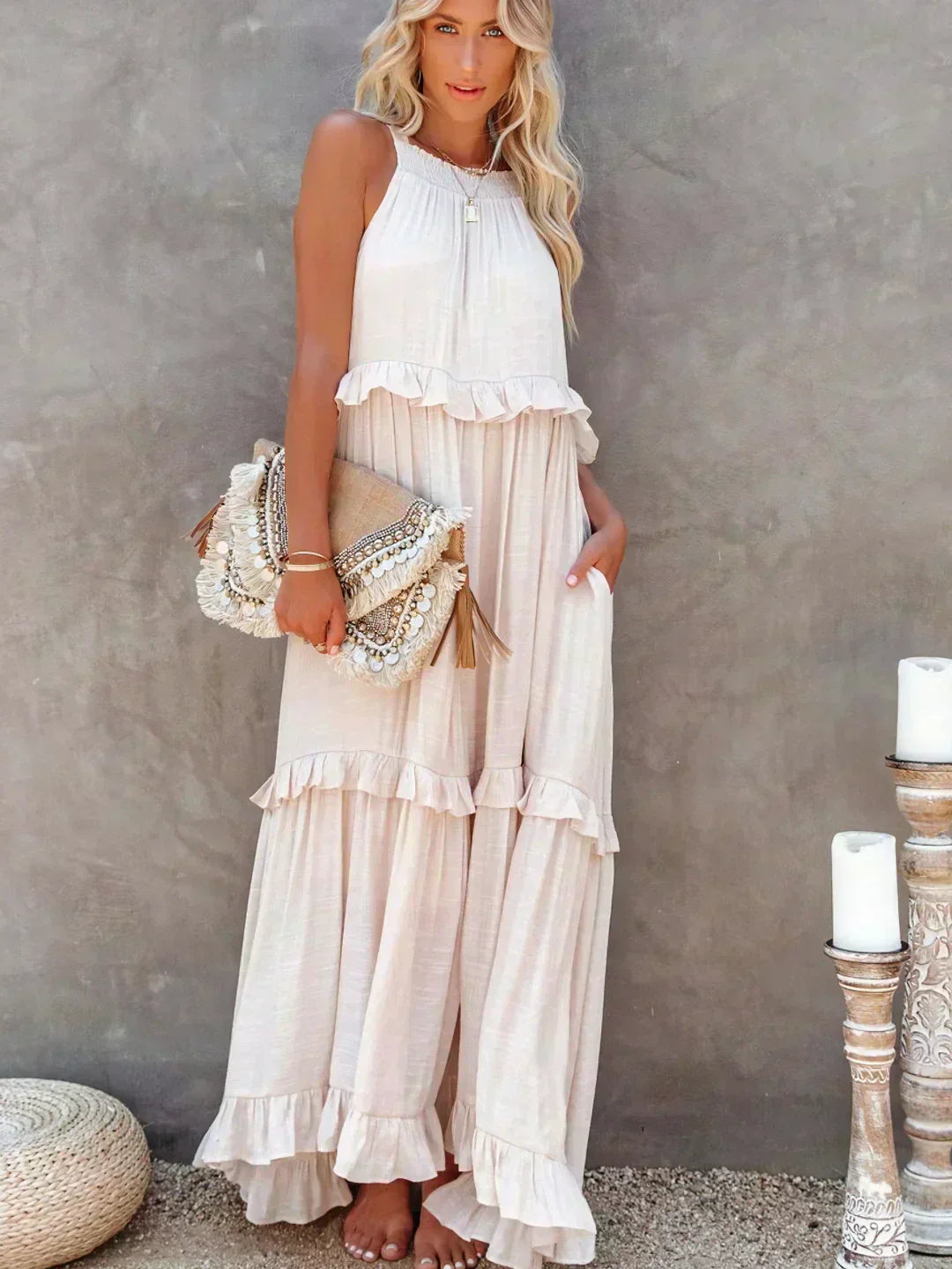 Sofia™ | Ruffled Halter Maxi Dress (Almost Sold Out)