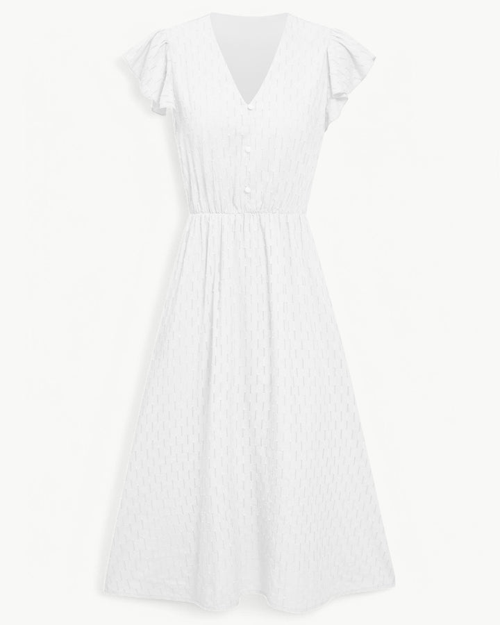Alra™ | Midi Dress with V-Neck and Ruffle Sleeves