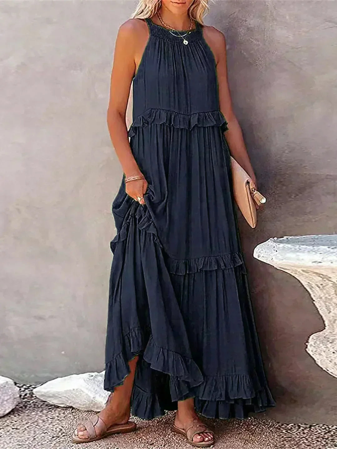Sofia™ | Ruffled Halter Maxi Dress (Almost Sold Out)
