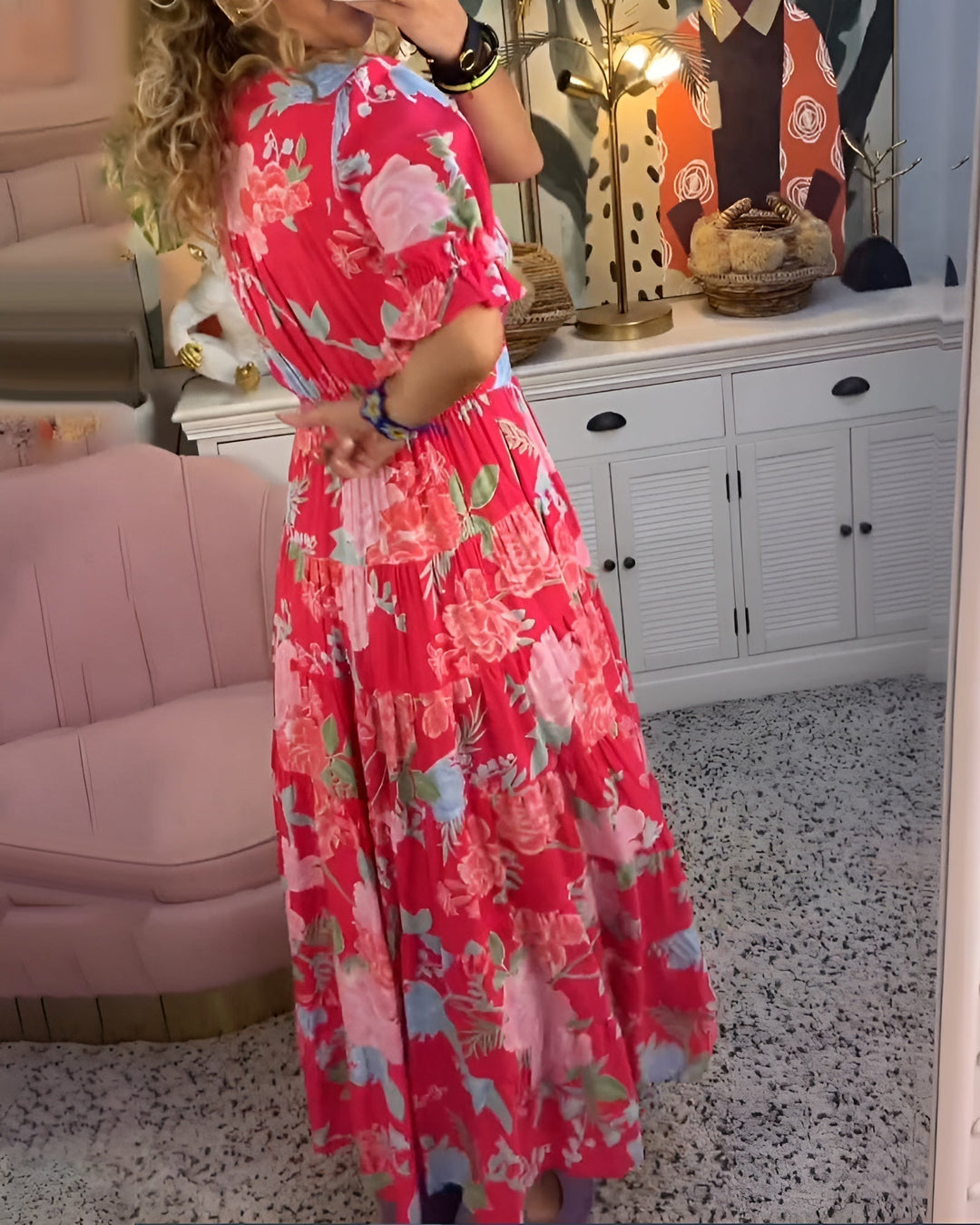 Serius™ | V-Neck Floral Print Dress with Pocket