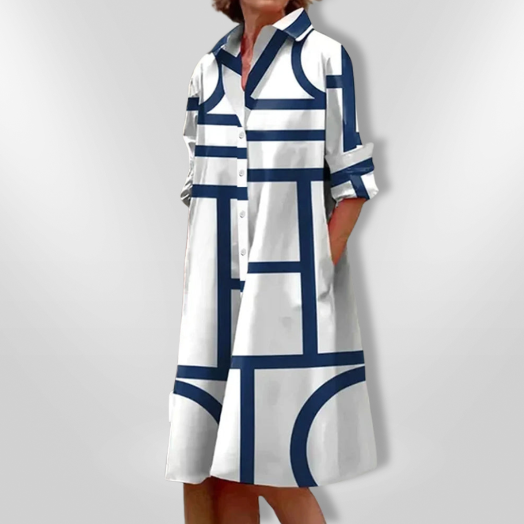 Avénis™ | Midi Dress with Geometric Pattern