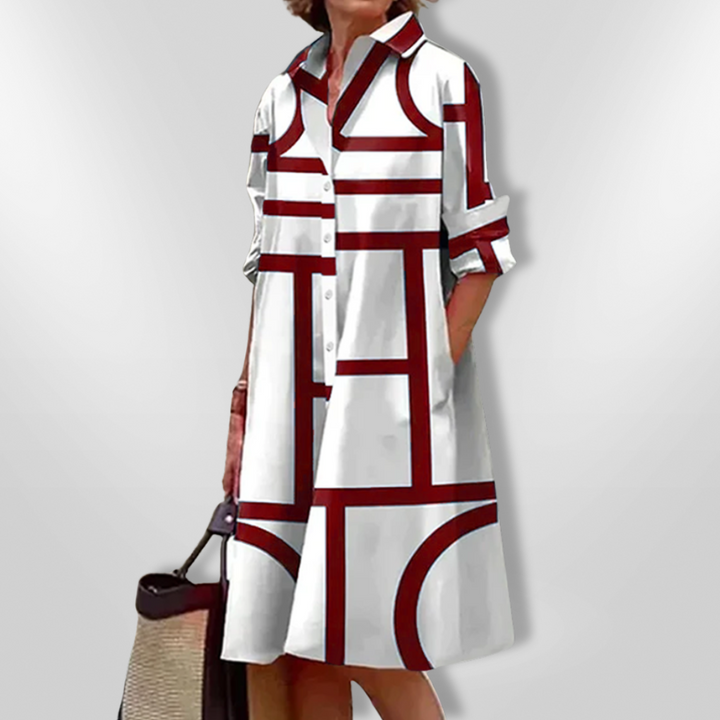Avénis™ | Midi Dress with Geometric Pattern