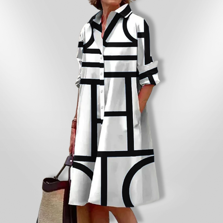 Avénis™ | Midi Dress with Geometric Pattern