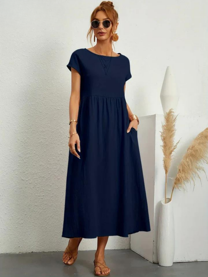 Anro™ | Essential Cotton and Linen Dress with Elegant Style