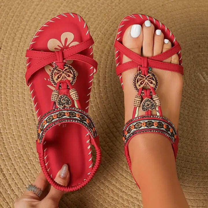 Milano™ | Elegant Floral Sandals with Rhinestone Butterfly