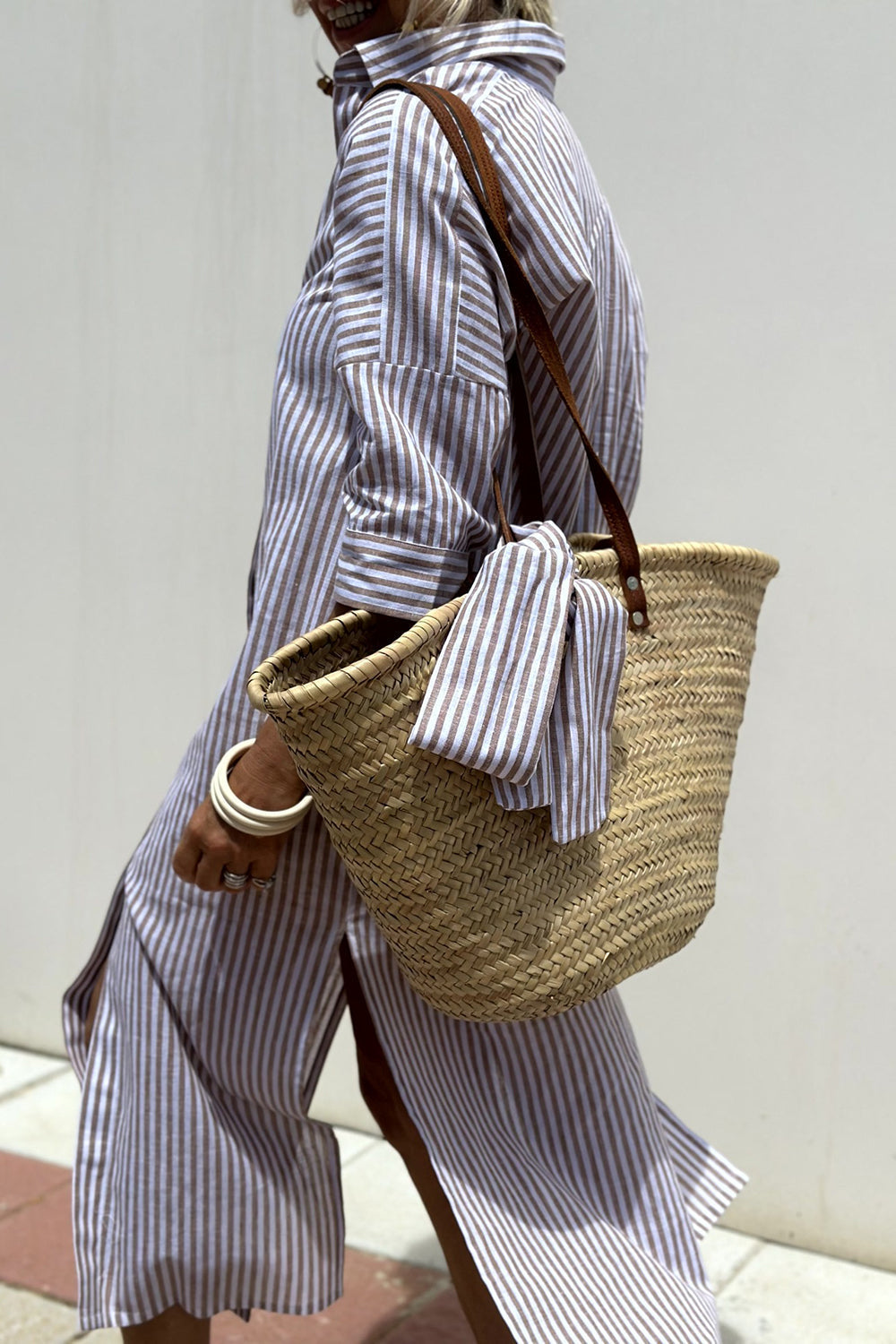 Elizia™ | Elegant Striped Shirt Dress