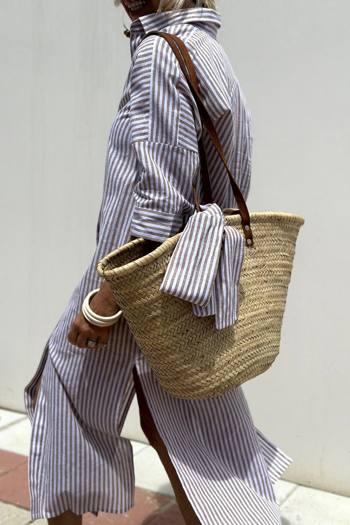 Elizia™ | Elegant Striped Shirt Dress