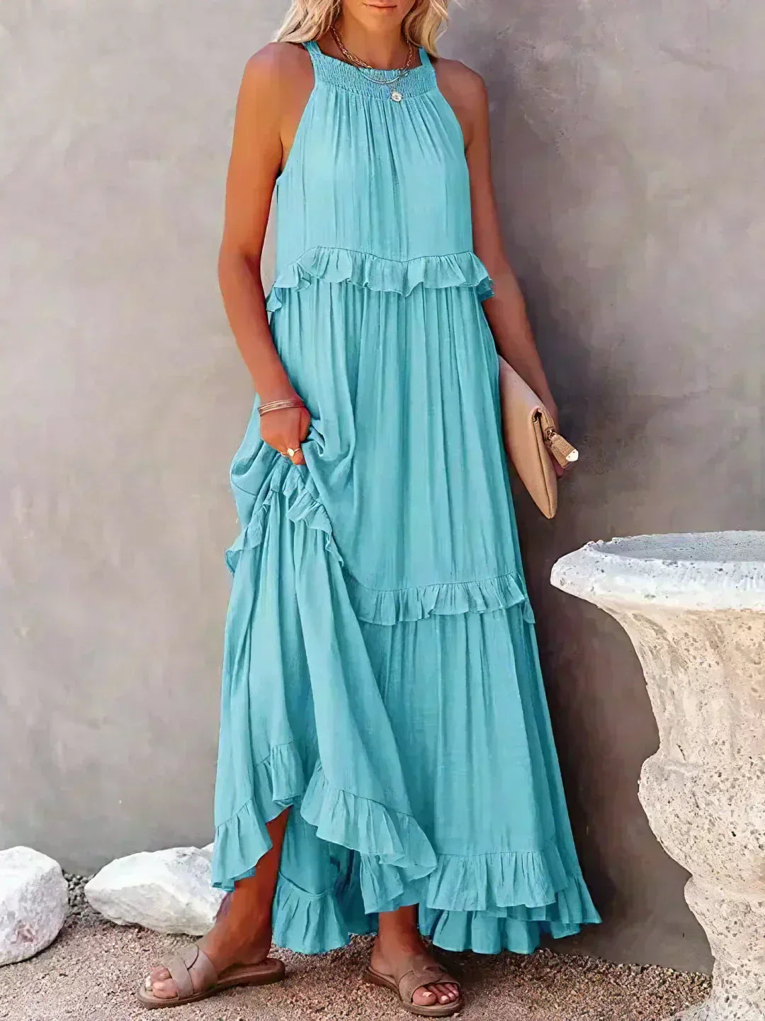 Sofia™ | Ruffled Halter Maxi Dress (Almost Sold Out)
