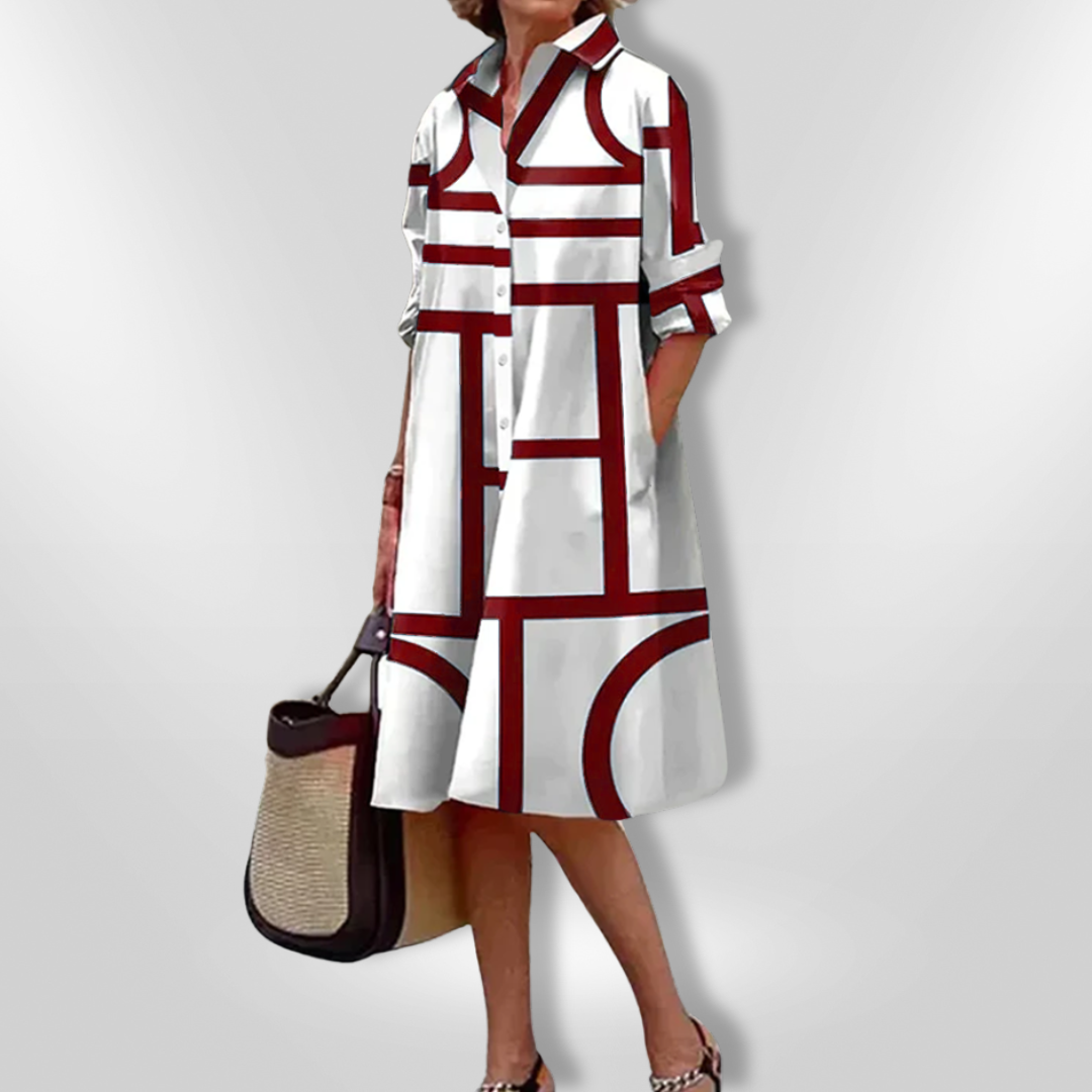 Avénis™ | Midi Dress with Geometric Pattern