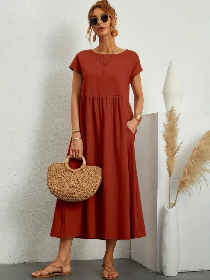 Anro™ | Essential Cotton and Linen Dress with Elegant Style