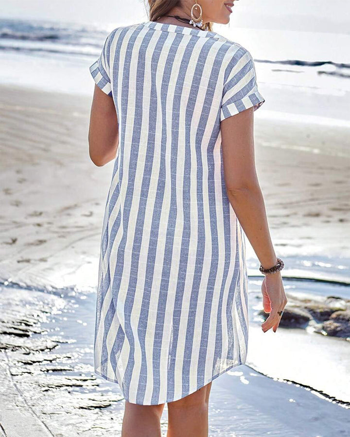 Daphyne™ | Elegant Striped Shirt Dress