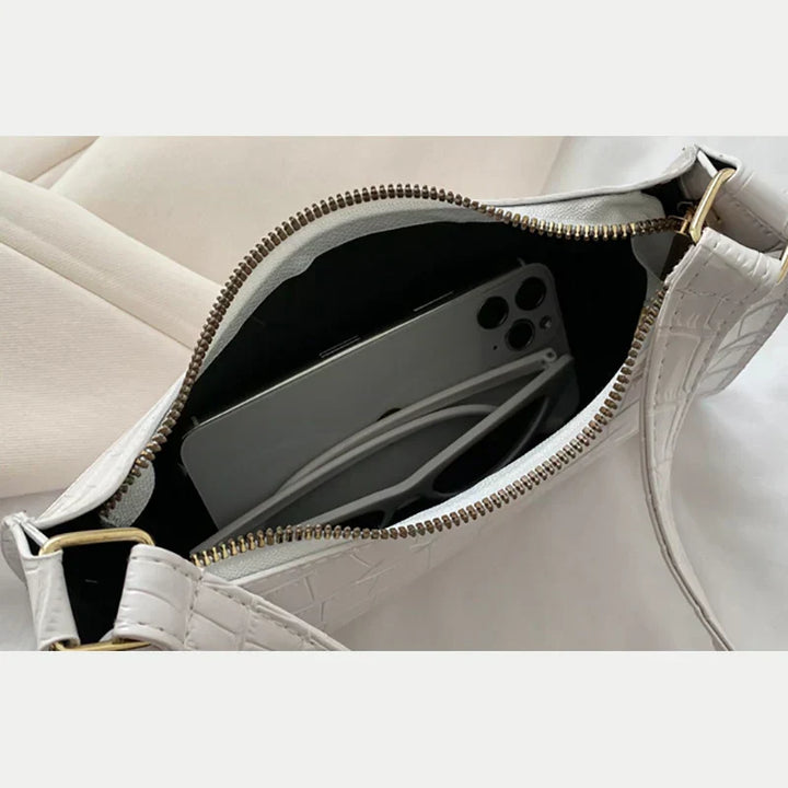 Shiny Shoulder Bag with Alligator Motif
