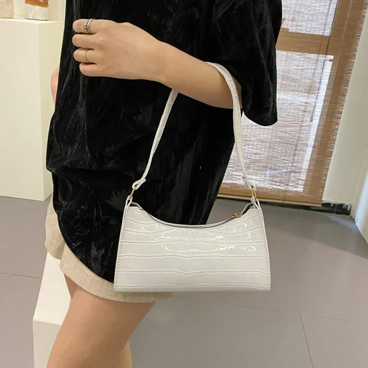 Shiny Shoulder Bag with Alligator Motif