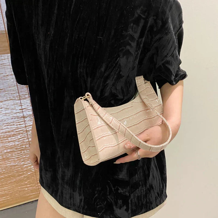 Shiny Shoulder Bag with Alligator Motif