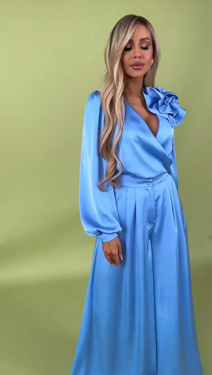 Elegant Satin Long Sleeve Suit
