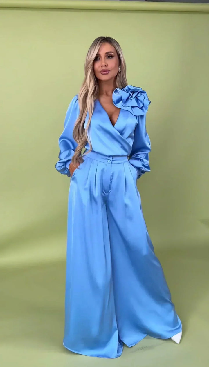 Elegant Satin Long Sleeve Suit
