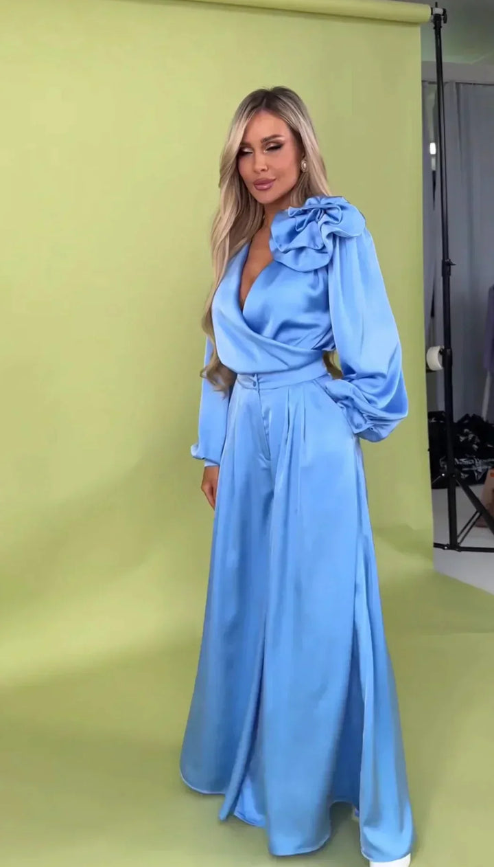 Elegant Satin Long Sleeve Suit