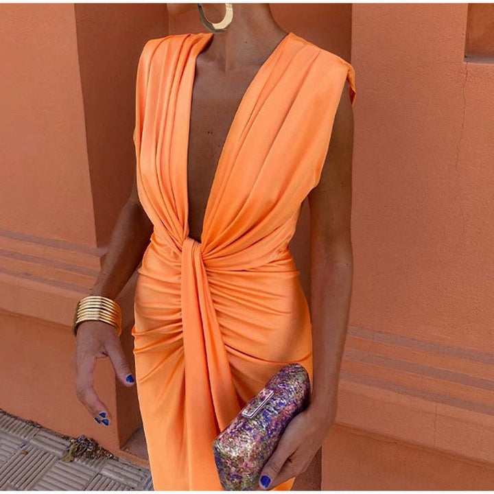 Party Dress with Deep Neckline