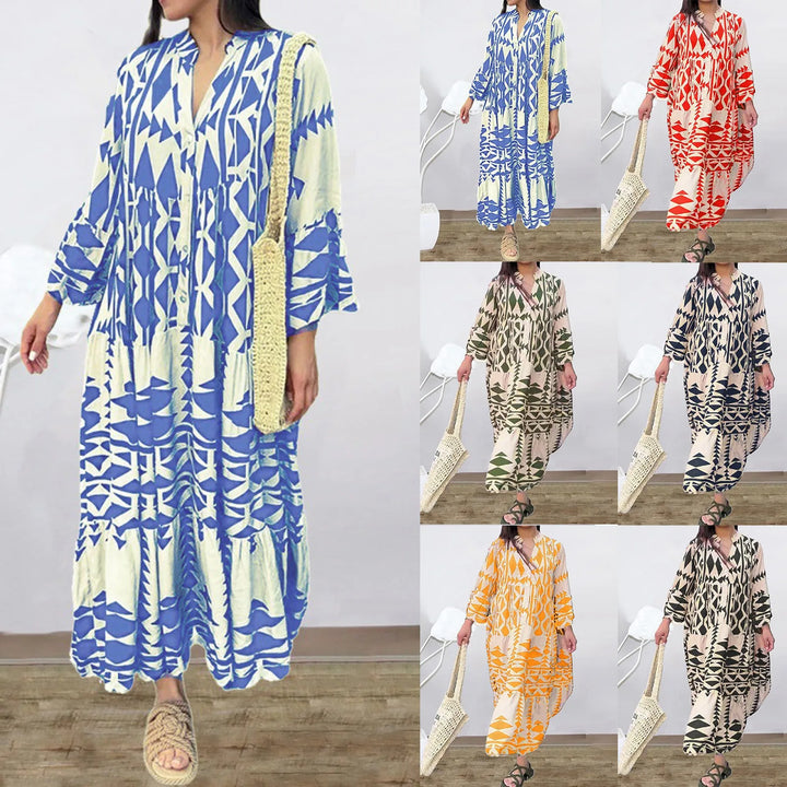 Rinaya™ | Summery Midi Dress with Elegant Flair