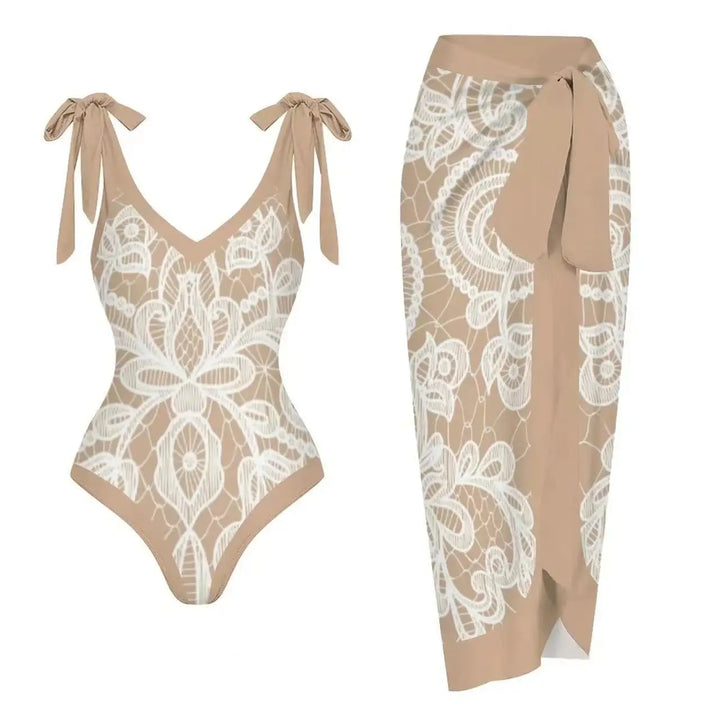 Zemina™ | Figure-Shaping Push-Up One-Piece with Matching Beach Robe