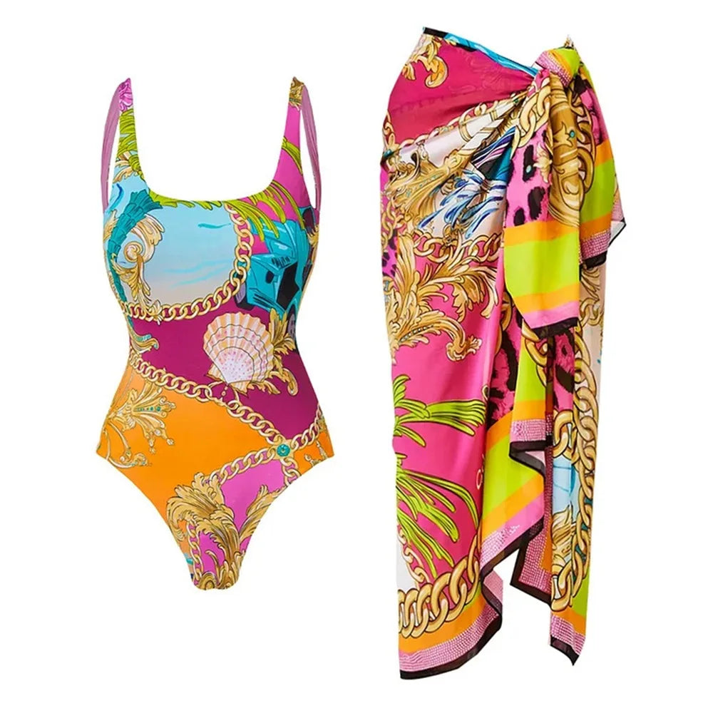 Zemina™ | Figure-Shaping Push-Up One-Piece with Matching Beach Robe
