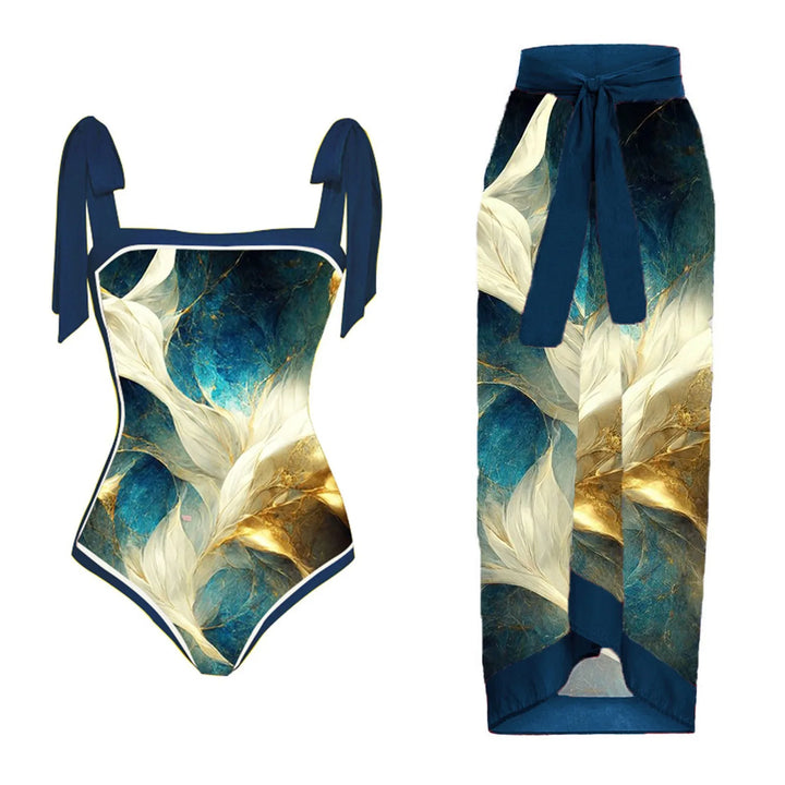 Zemina™ | Figure-Shaping Push-Up One-Piece with Matching Beach Robe