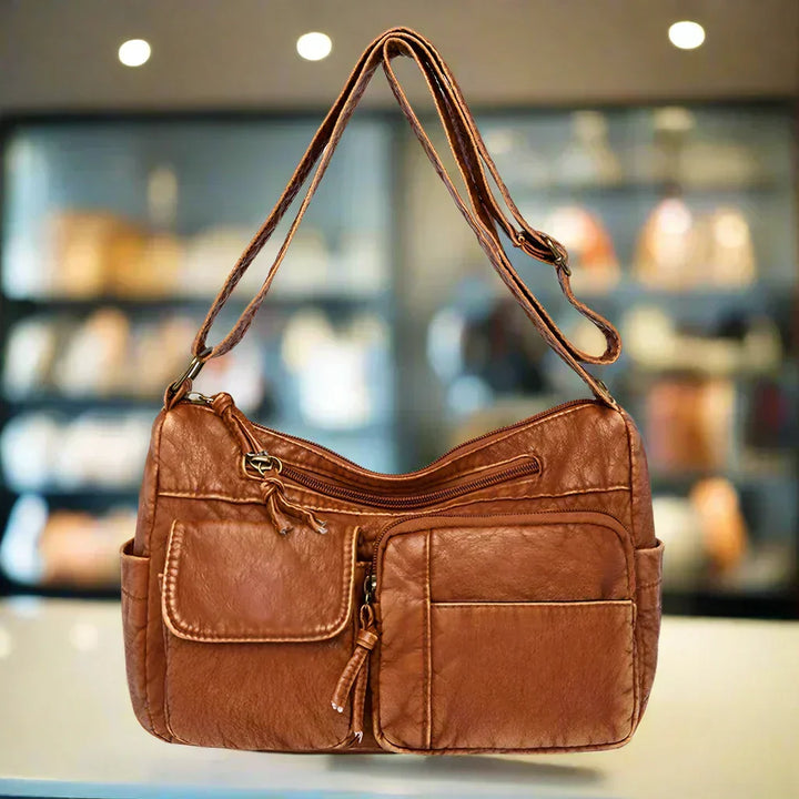 Vintage Shoulder Bag with Multiple Compartments