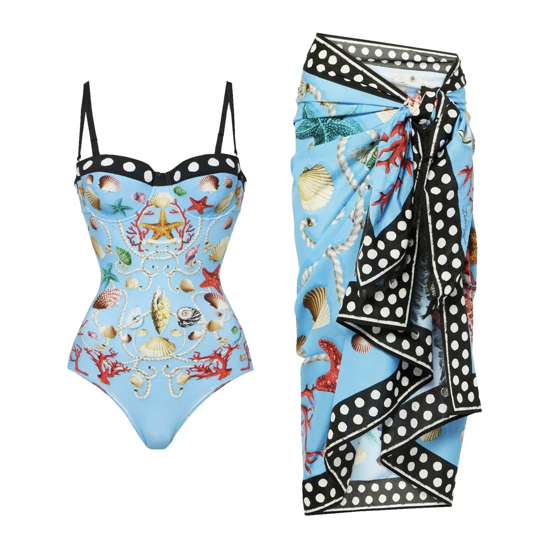 Zemina™ | Figure-Shaping Push-Up One-Piece with Matching Beach Robe