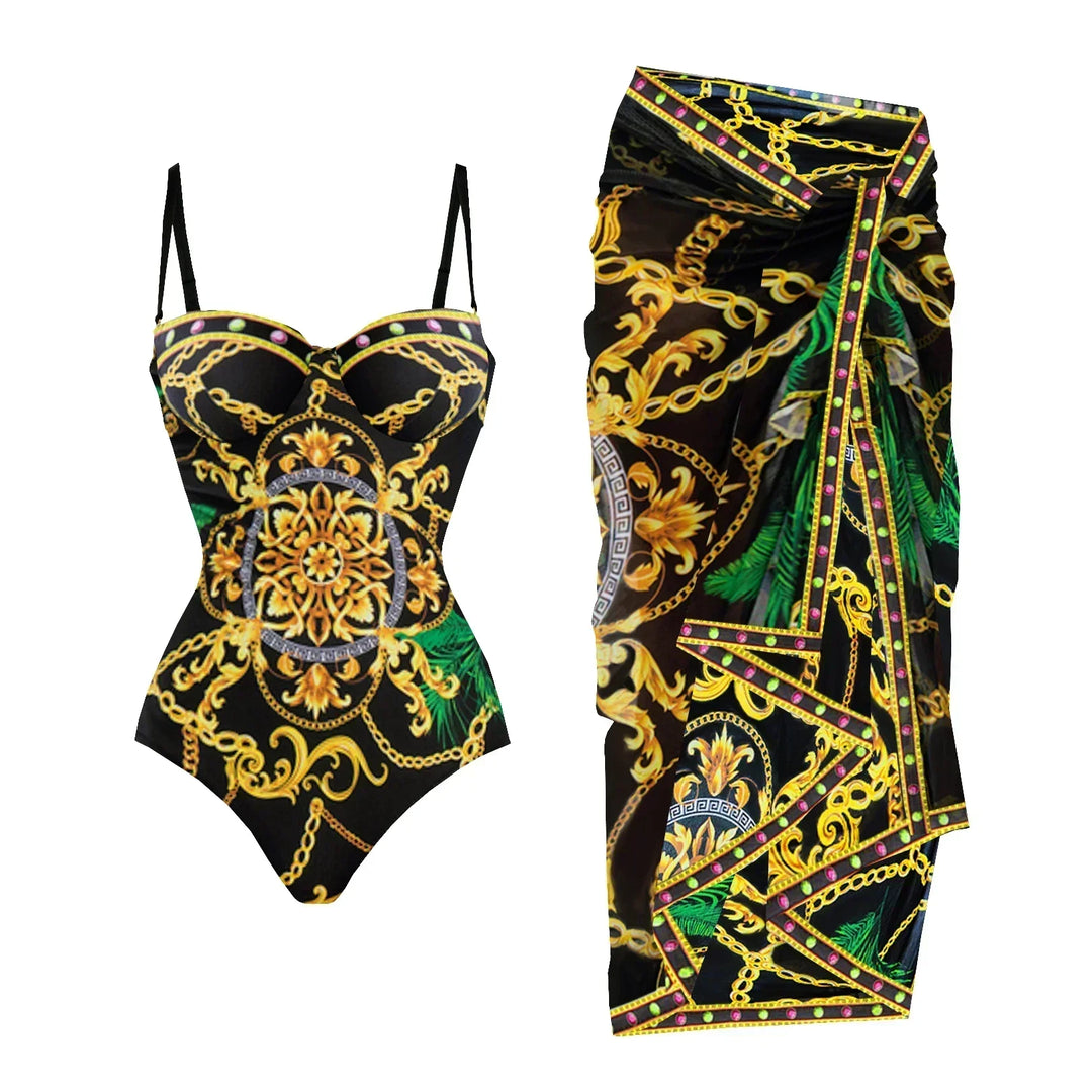 Zemina™ | Figure-Shaping Push-Up One-Piece with Matching Beach Robe