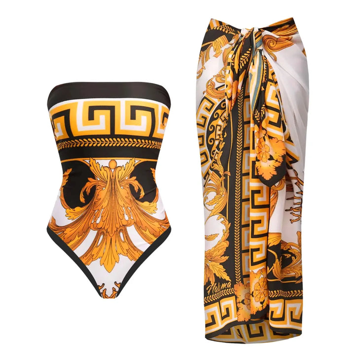 Zemina™ | Figure-Shaping Push-Up One-Piece with Matching Beach Robe