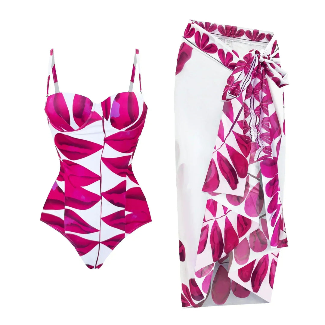 Zemina™ | Figure-Shaping Push-Up One-Piece with Matching Beach Robe