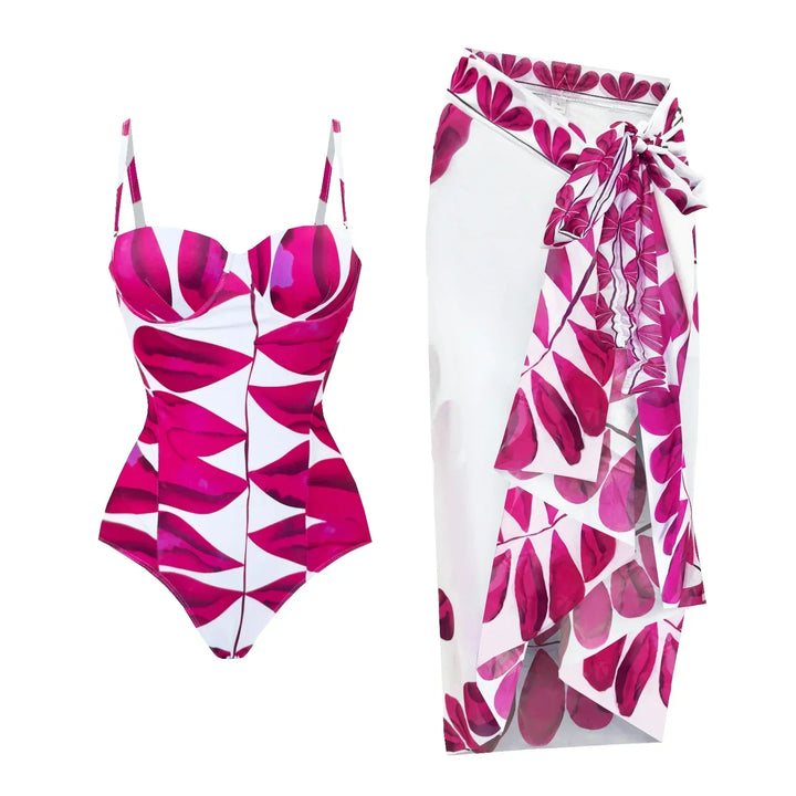 Zemina™ | Figure-Shaping Push-Up One-Piece with Matching Beach Robe