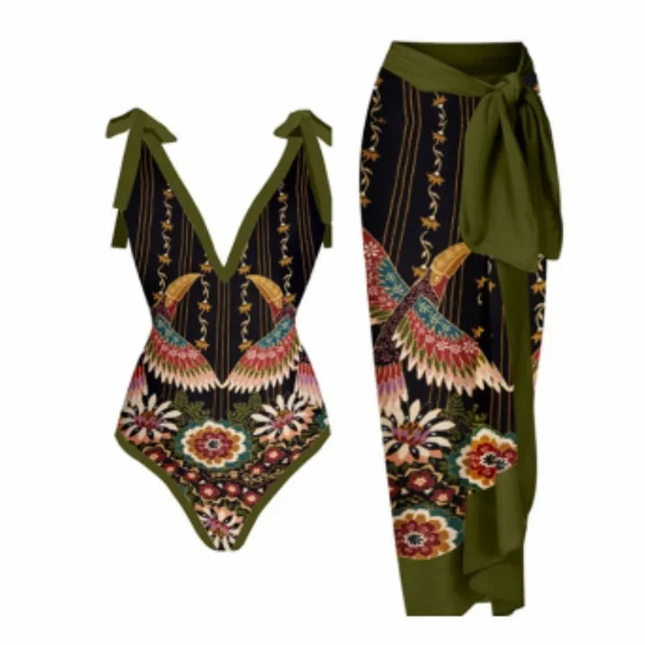 Zemina™ | Figure-Shaping Push-Up One-Piece with Matching Beach Robe